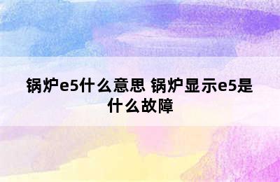 锅炉e5什么意思 锅炉显示e5是什么故障